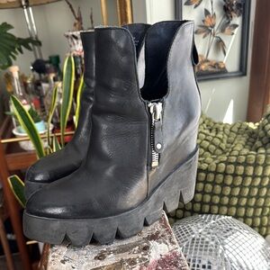 Ash Black Heeled Boots with Chunky Platform